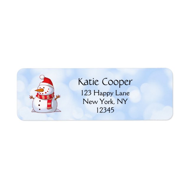 Etiqueta Bonito boneco de neve de Natal (Frente)