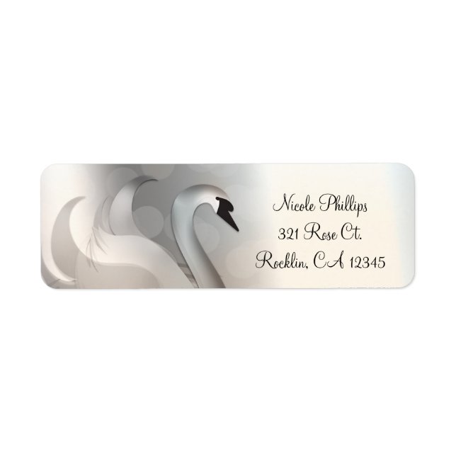 Etiqueta Bonito Convite Elegante Swan White e Silver (Frente)