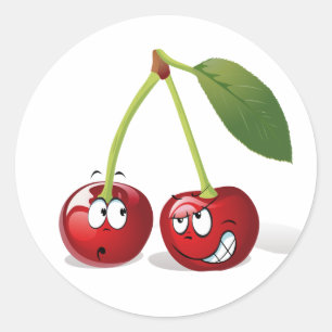 Etiqueta bonito da fruta da cereja dos desenhos