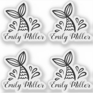 Etiqueta bonito da menina da sereia