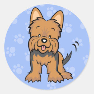 Etiqueta bonito de Yorkie do cão dos desenhos