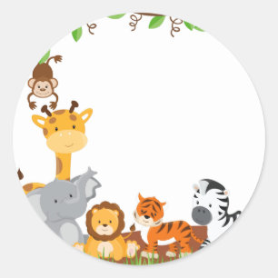 Etiqueta bonito do animal do bebê da selva