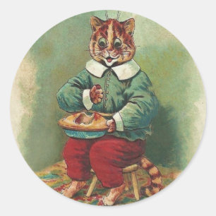 Etiqueta bonito do gato do feriado do vintage por