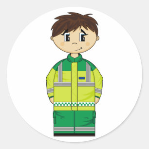Etiqueta bonito do homem da ambulância