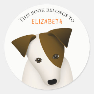 etiqueta bonito do livro do cão com nome da