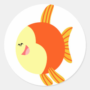 Etiqueta bonito e gorda dos peixes dos desenhos