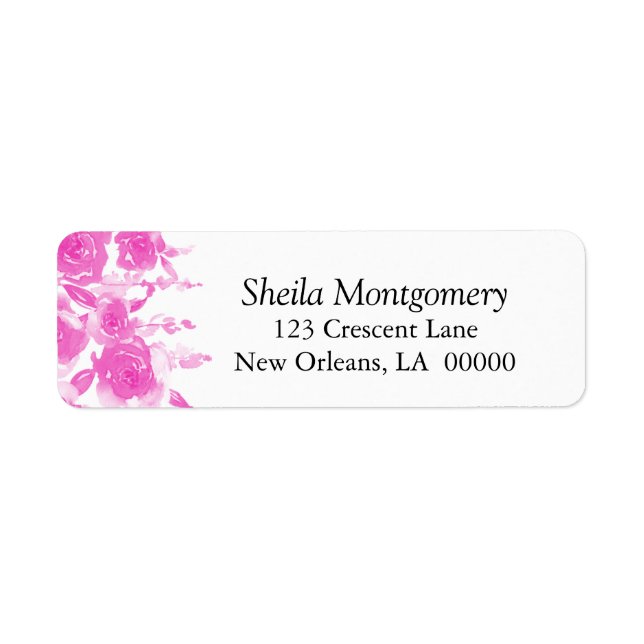 Etiqueta Bonito em Rosas de Aquarela Rosa (Frente)