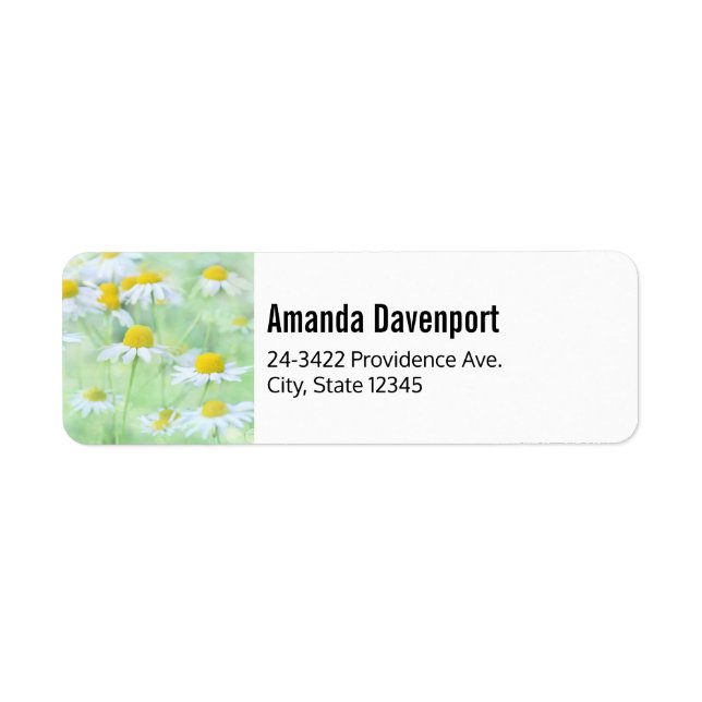 Etiqueta Bonito margaridas em uma fotografia de campo (Frente)