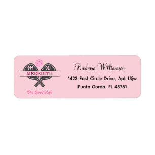 Etiqueta Bonito no Nome Inicial Gal Pickleball Rosa