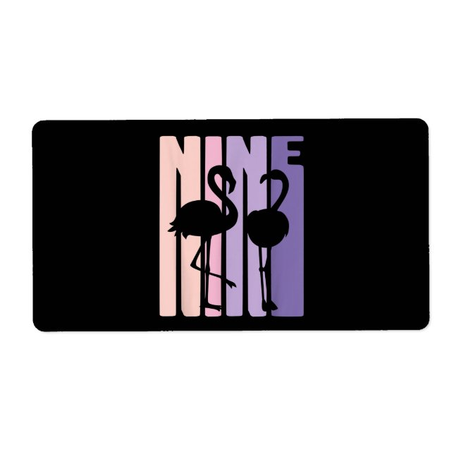 Etiqueta Bonito presente de 9 anos Flamingo I 9 anos (Frente)