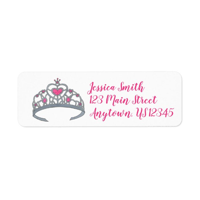 Etiqueta Bonito Princesa Rosa Jewel Tiara Crown Royalties (Frente)
