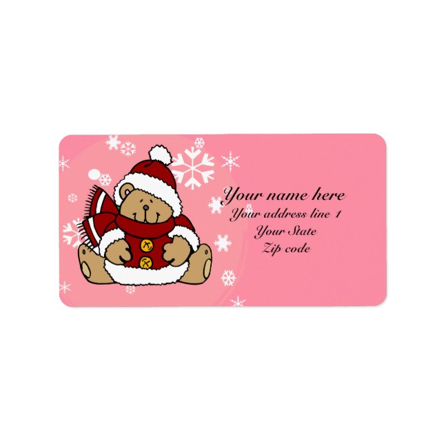 Etiqueta Bonito Urso de Teddy Xmas Personalizado (Frente)