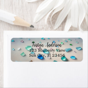 Etiqueta Bonito Vidro Azul e Tear, Personalizado
