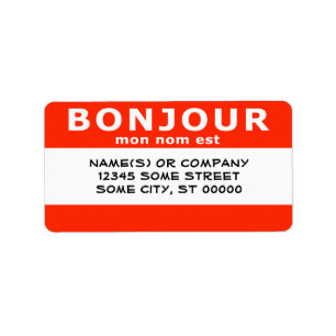 Etiqueta BONJOUR meu nome é