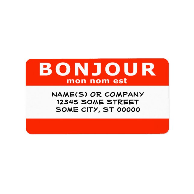 Etiqueta BONJOUR meu nome é (Frente)
