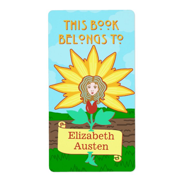 Etiqueta Bookplate Este Livro Pertence a Art Nouveau Flower (Frente)