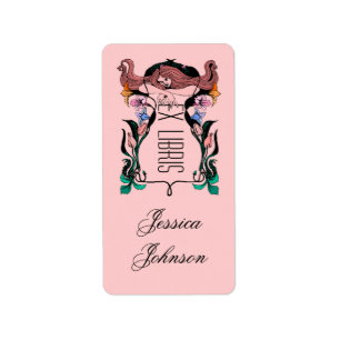 Etiqueta Bookplate Estilo Vintage Mulher Whimsic EX LIBRIS