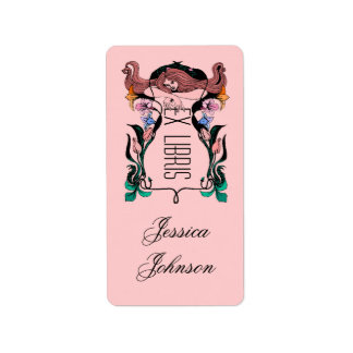 Etiqueta Bookplate Estilo Vintage Mulher Whimsic EX LIBRIS