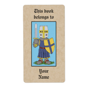 Etiqueta Bookplate medieval bonito do cavaleiro