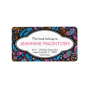Etiqueta Bookplate modelado Paisley Funky personalizado