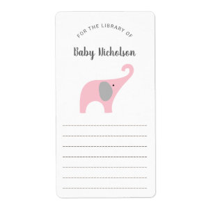 Etiqueta Bookplates do chá de fraldas do elefante
