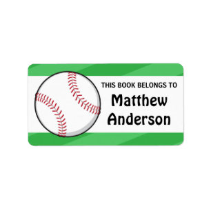 Etiqueta Bookplates personalizados do basebol para miúdos