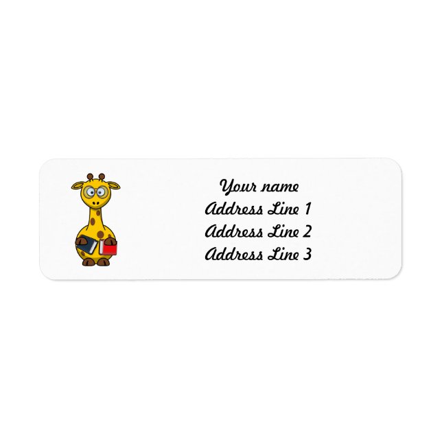 Etiqueta Bookworm Giraffe Art (Frente)