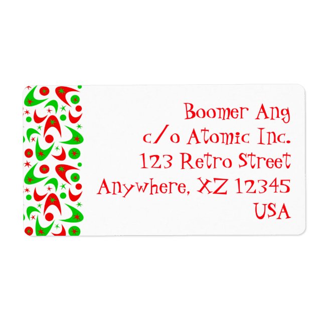 Etiqueta Boomerangues de Natal Retro (Frente)