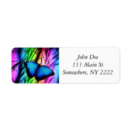 Etiqueta Borboleta Azul Arco-Íris