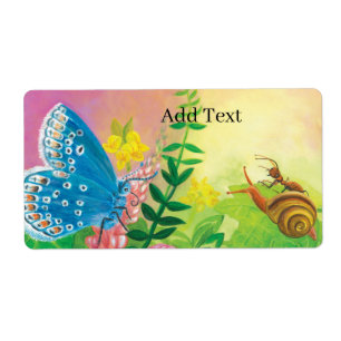 Etiqueta Borboleta Azul de Chapman & Ant & Snail Personaliz