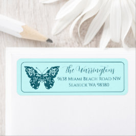 Etiqueta Borboleta Botânica Desenhada à Mão Elegante