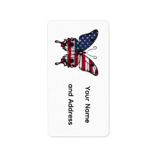Etiqueta Borboleta da Bandeira Americana Patriótica
