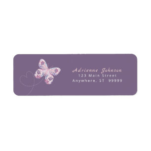 Etiqueta Borboleta Floral c/ Cardíaco Personalizado