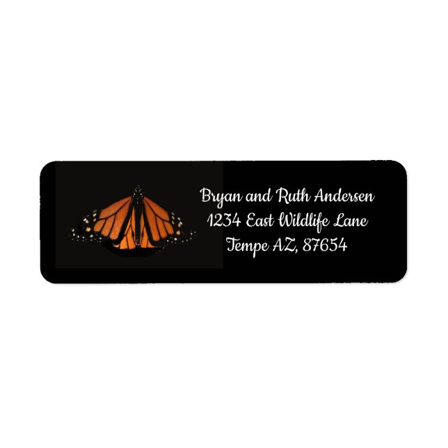 Etiqueta Borboleta Monarca na chave de Laranja (Frente)