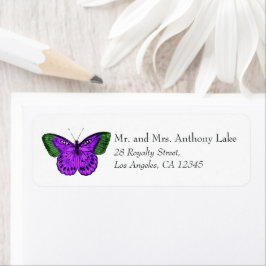 Etiqueta Borboleta Roxa e Verde