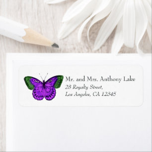 Etiqueta Borboleta Roxa e Verde