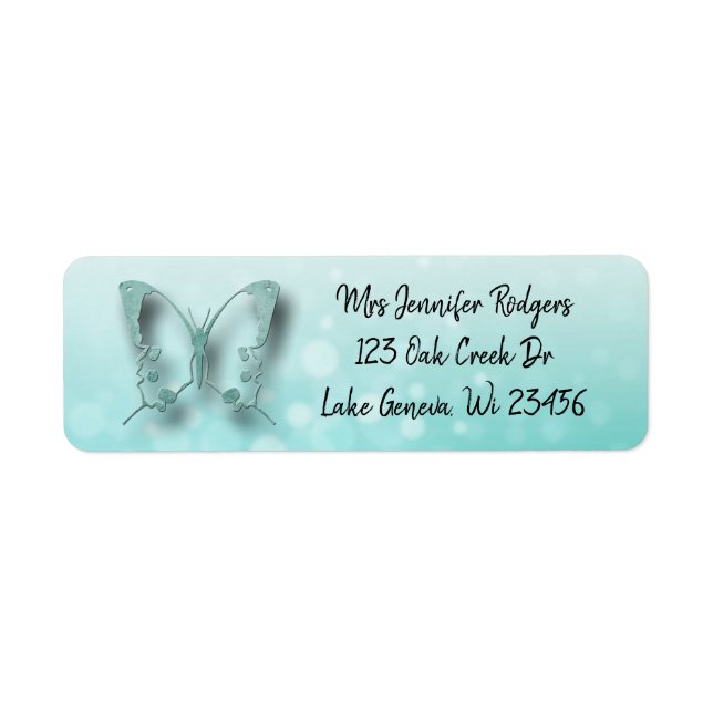 Etiqueta Borboleta Teal (Frente)