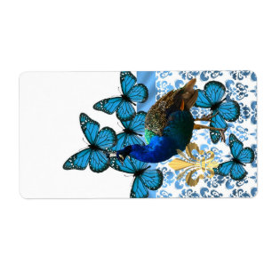 Etiqueta Borboletas Bonito e azuis