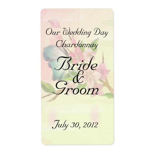 Etiqueta Borboletas de cereja de aquarela (Frente)