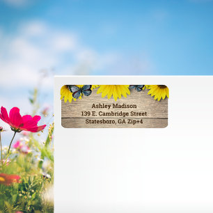 Etiqueta Borboletas de girassol russo Endereço de expedição