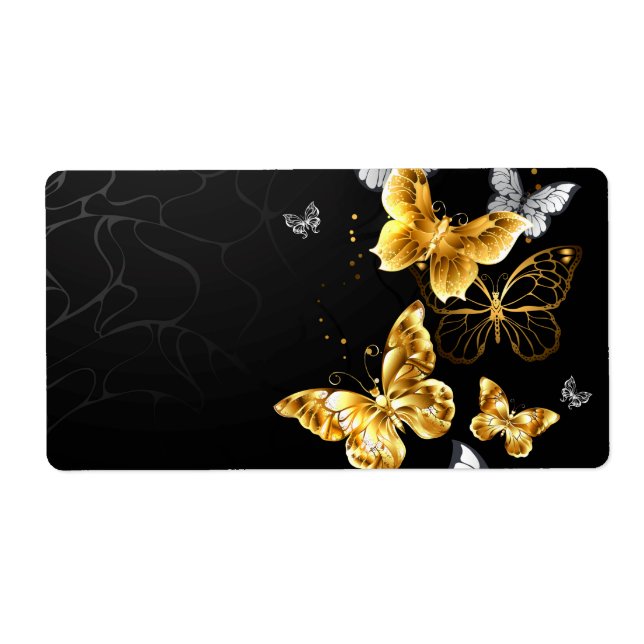 Etiqueta Borboletas Douradas e brancas (Frente)