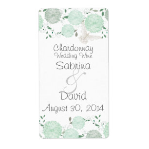 Etiqueta Borboletas e cristais verdes casando vinho