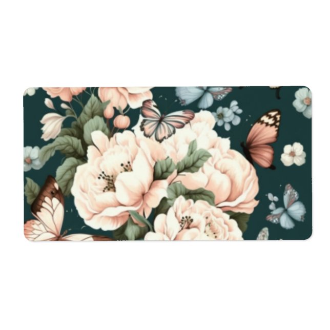 Etiqueta Borboletas e flores (Frente)