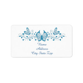 Etiqueta Borboletas e flores azuis