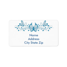 Etiqueta Borboletas e flores azuis