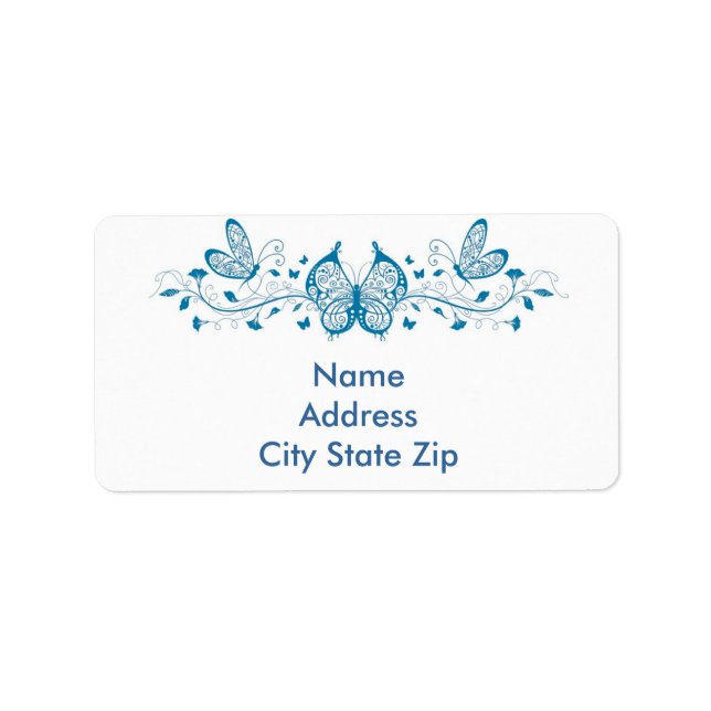 Etiqueta Borboletas e flores azuis (Frente)