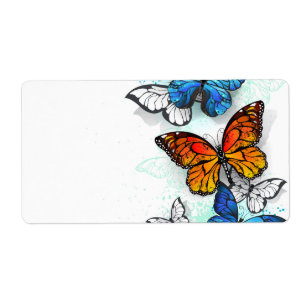 Etiqueta Borboletas voadoras Morpho e Monarca