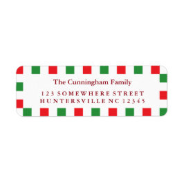 Etiqueta Borda da Praça Vermelha e Verde Feriada