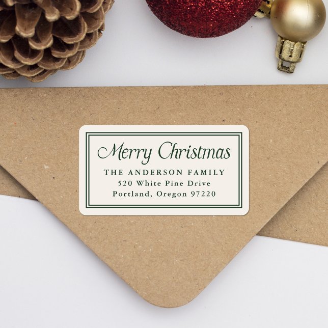 Etiqueta Borda Verde Clássica de Natal Endereço de Devoluçã (Criador carregado)