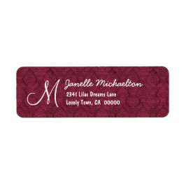 Etiqueta Bordeaux Damask Monograma M ou Qualquer M009 Inici
